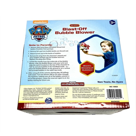 Bubble Blower Machine Paw Patrol Toy Marshall Action Blast Off NEW Nickelodeon - Picture 4 of 7